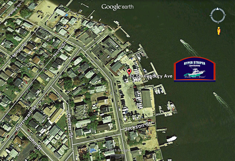 Hyper Striper Fishing Charters in Sandy Hook Location Map & Directions.. Inshore Fishing Boat Charters ..Offshore Deep Sea Fishing Charter, Visit Our New Website For More Information on Fishing Charters in Sandy Hook NJ  